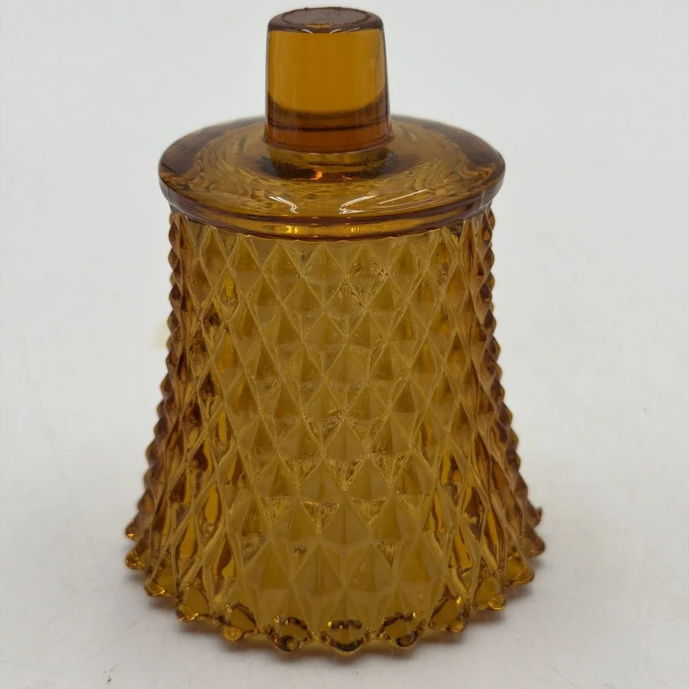 Vintage Homco Amber Diamond Point Glass Peg Votive Candle Holder